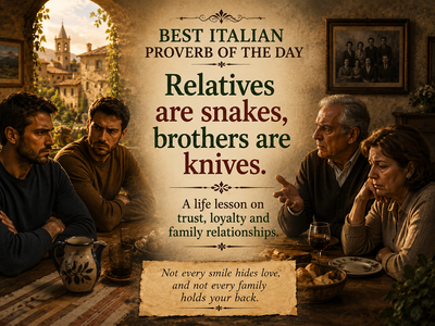 Best Italian Proverb of the Day: "Relatives are snakes, brothers are knives." A life lesson on trust, loyalty and family relationships