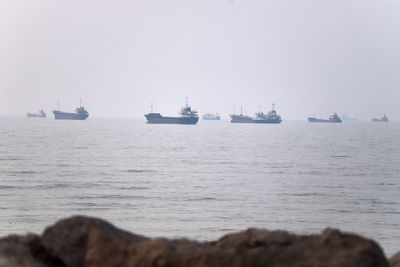 Tanker on fire after being hit by projectile in Strait of Hormuz