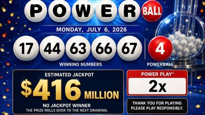 Powerball winning numbers for Monday, July 6, 2026: Who won the $416 million jackpot