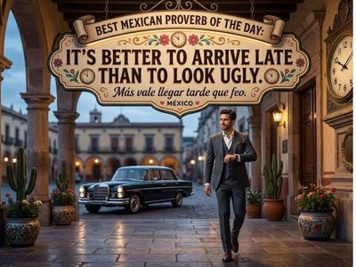 Best Mexican Proverb of the Day: "It's better to arrive late than to look ugly." A life lesson on preparation, confidence and first impressions
