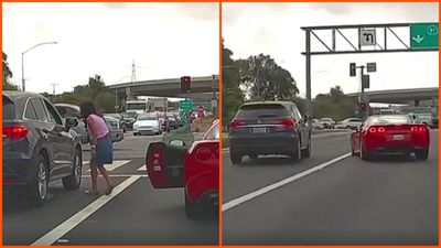 California woman nearly collides with a man at a Gardena intersection, then jumps out of her car and slashes his tires in the middle of traffic