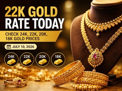 22k gold rate today: Check 24k, 22k, 20k, 18k gold prices (July 10, 2026) at Tanishq, Malabar Gold & Diamonds, Joyalukkas, Kalyan Jewellers and IBJA