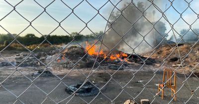 Bonfire topped with 'vile' mosque effigy set alight before bid to remove hate display
