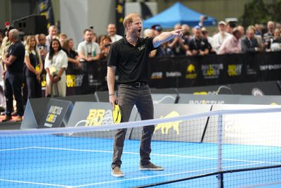 Harry makes a racket as he tries pickleball at Invictus Games demonstration