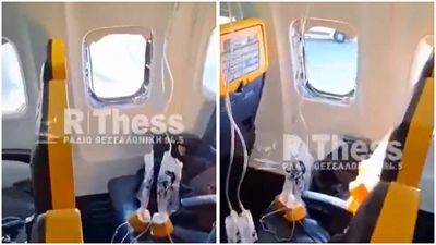 Passenger nearly pulled out of Ryanair plane after cabin window breaks mid-flight