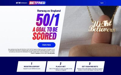 World Cup free bet offer: 50/1 for a goal in Norway vs England with Betfred