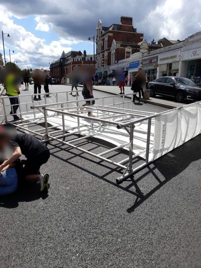 Two pedestrians seriously injured as scaffolding topples onto London high street