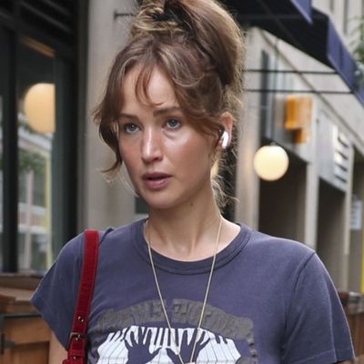Jennifer Lawrence Makes a Simple T-Shirt Look More Exciting With This Freaky Shoe Trend
