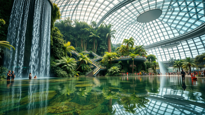 Singapore transformed its Changi Airport into a giant indoor rainforest with thousands of trees and the world’s tallest indoor waterfall