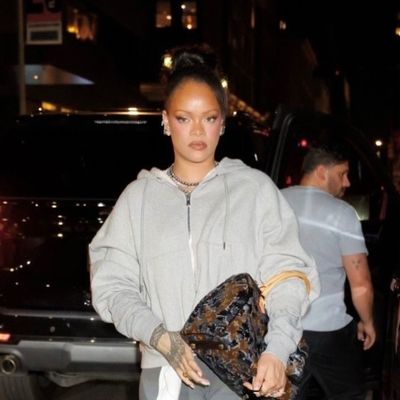 Rihanna Dresses Up Her Sweats With a Sold-Out Louis Vuitton Sequin Bag and Crystal-Covered Gucci Pumps