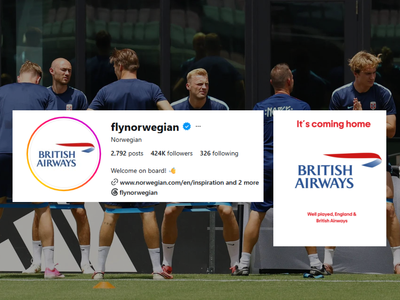 Norwegian Air changes its Instagram logo after losing FIFA World Cup bet to British Airways as England beats Norway 2-1 in 2026 quarter-final
