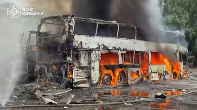 Video shows civilians taking cover during Russian strike on Sumy
