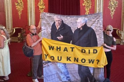 Activists stage Buckingham Palace protest over Andrew’s ties to Epstein