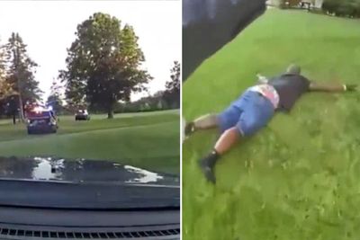 Police chase attempted murder suspect through golf course in wild dashcam video