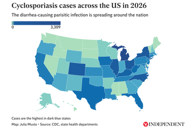 Mapped: More than 16,000 cases of diarrhea-causing parasite now reported across US