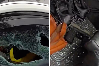 Dramatic moment armed police smash BMW windows and pull out gang members from car loaded with weapons