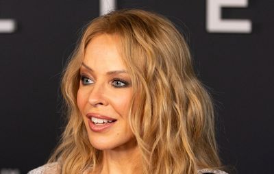 Kylie Minogue elevates her black slouchy jeans with this trending jacket, but it's the playful colour that makes it a standout