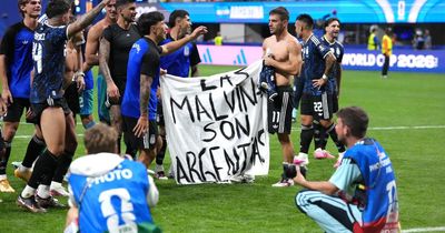 UK Government responds as Argentina team waves Falklands banner after England defeat