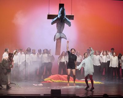 ‘He came to save us’: satirical play elevates Timmy the whale to Jesus-like figure