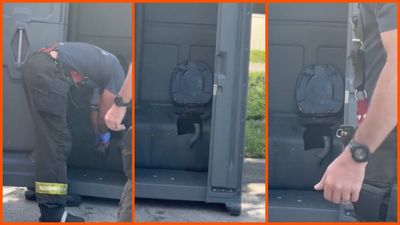 Kansas city residents allegedly hear screaming from porta-potty. Then help arrives for the strangest rescue: ‘swimming in pot of the Port-A-John’ ‘