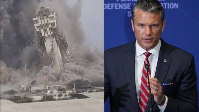 US war secy Pete Hegseth shares photo of Chabahar port tower collapsing amid strikes in Iran
