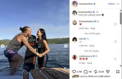 Lewis Hamilton shares emotional message after girlfriend Kim Kardashian's grandma dies