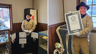 Dinosaur-loving nine-year-old boy recognised by Guinness World Records as youngest museum curator
