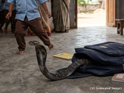 1.5 foot cobra comes out of a nursery school student's bag in MP: Child finds snake inside while reaching for books; reptile rescued safely