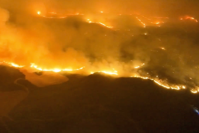Drone footage shows scale of major wildfire sweeping through northern Spain