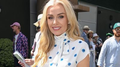 Katherine Jenkins added a luxe feel to her high street dress with one of Kate Middleton's favourite bag brands