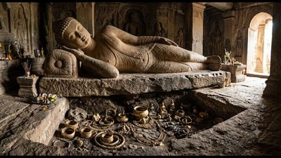 Workers digging beneath a 1,300-year-old reclining Buddha in Thailand uncovered 33 ancient gold, silver and bronze treasures