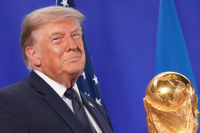 Trump celebrates the World Cup as a US victory as he prepares to present trophy to the winning team