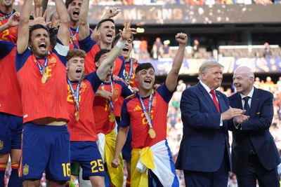 Donald Trump’s awkward FIFA World Cup trophy moment, stays on podium during Spain’s celebration, Gianni Infantino steps in; watch video