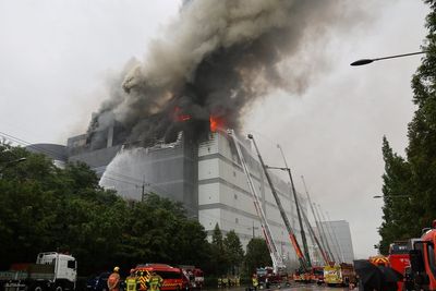 Eight-storey Coupang warehouse at risk of collapse as massive fire burns for third day
