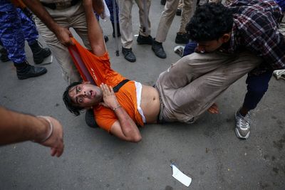 In pictures: Police use batons and tear gas in clash with India’s ‘cockroach’ party in New Delhi