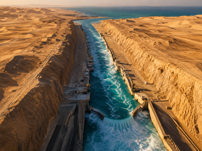 In the 1910s, engineers proposed cutting a canal from the Mediterranean into Egypt's Qattara Depression to flood a below-sea-level desert basin and generate endless hydropower