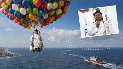 In 2008, a Brazilian priest rose into the sky beneath 1,000 balloons to raise money for charity, but the wind carried him into an Atlantic mystery