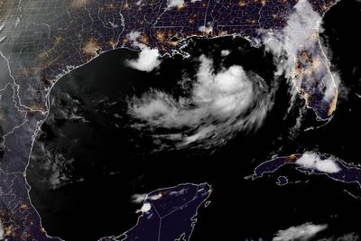 Tropical Storm Bertha in the Gulf of Mexico moving toward Florida Panhandle and Alabama