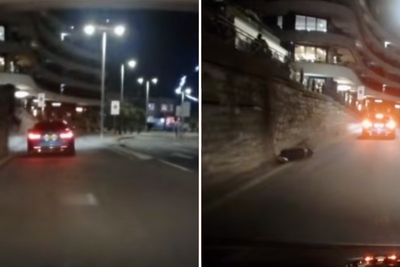 Moment man throws victim over 12ft wall onto busy road caught on dashcam