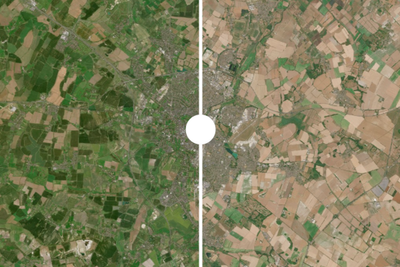 Dramatic satellite images show devastating impact of UK’s record-breaking heatwaves