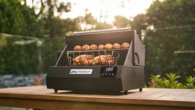 Dimplex’s electric BBQ might look small, but it can roast an entire rotisserie chicken – and it’s currently on sale