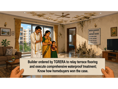 Homebuyer finds water leakages and seepage issues weeks after buying flat; Telangana RERA orders builder to relay terrace flooring, carry out waterproofing work