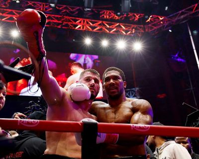 Anthony Joshua knocked down twice but stops Kristian Prenga in round two