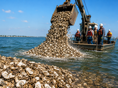 Florida returns over 500,000 tonnes of recycled oyster shells to Gulf of Mexico, helping restore marine life