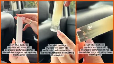 Woman spends $33 on Glossier perfume and opens it to find a gross worm-looking thing floating inside: ‘actually gives the perfume its scent’