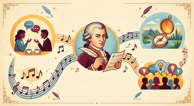 Quote of the day by Mozart: 'We live in this world in order always to learn industriously and to...' - motivational quote by Eine kleine Nachtmusik and Symphony No. 40 composer teaches life lessons on self-improvement, growth, development and why curiosity and conversation drive lifelong learning
