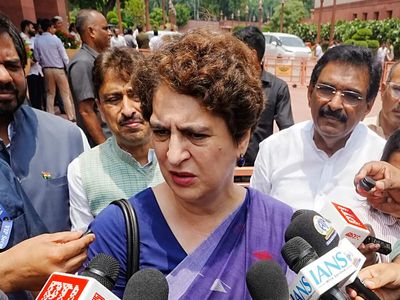 'Welcomed him as if he were a superstar': Priyanka Gandhi slams BJP MPs for felicitating Pradhan