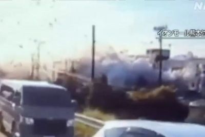 Japanese shopping mall explodes after earthquake hits country