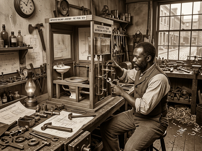 In 1874, an African-American inventor designed an improved bathroom system for trains: How Lewis Howard Latimer along with Charles W. Brown changed railroad travel with a safer water closet patent?