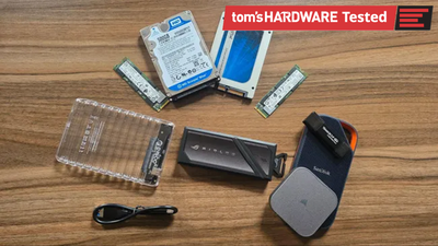 Testing old drives as external storage to avoid price hikes — hard drive, SATA SSD, and NVMe in enclosures up to 80 Gbps, tested